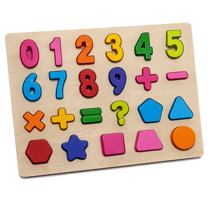 Puzzle lemn copii Montessori cifre forme matematica 30x22 cm 3+ ani Adison